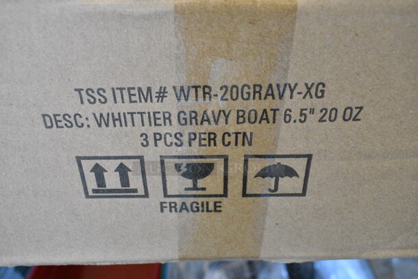 3 Box of 3 BRAND NEW SCRATCH AND DENT! 10 Strawberry Street WTR-20GRAVY-XG Whittier 20 oz. White Porcelain Gravy Boat. 3 Times Your Bid!  - Image 6 of 6