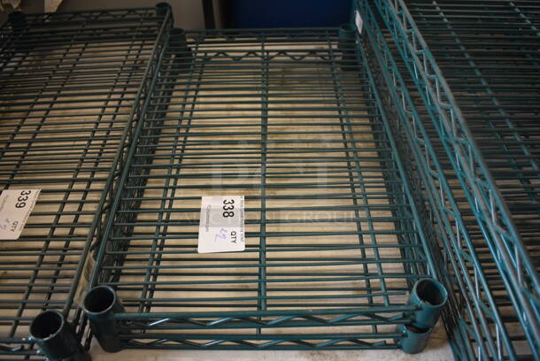 ALL ONE MONEY! Lot of 2 Focus Green Finish Shelves. 14x24x1.5