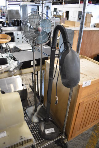 2 Various Floor Style Items; Fan and Light. Includes 8x10x43. 2 Times Your Bid!