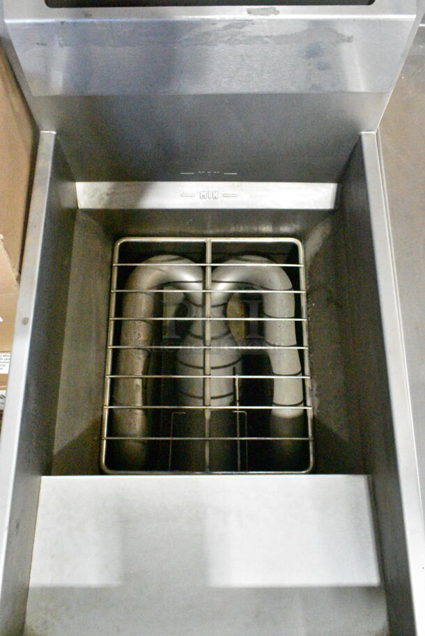 BRAND NEW! Vulcan 1VK45A-1 Stainless Steel Commercial Floor Style Natural Gas Powered Deep Fat Fryer w/ 2 Metal Fry Baskets on Commercial Casters. 70,000 BTU.  - Image 12 of 12