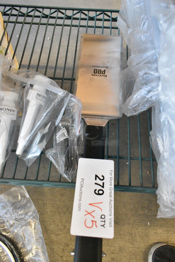 5 BRAND NEW SCRATCH AND DENT! Items Including Regency 600FGNZ610 6" Long Swivel Gooseneck Spout with 2 GPM Aerator, 407SKMRMAN11 Choice 11" Stainless Steel Wok Skimmer, 554TRNSD94 Backyard Pro 9" x 4" High Heat Solid Turner with Black Handle, 407TOMCSS12 Choice Tomato Corer with Stainless Steel Handle - 12/Pack, Monin Pumps. 5 Times Your Bid!  - Image 7 of 12