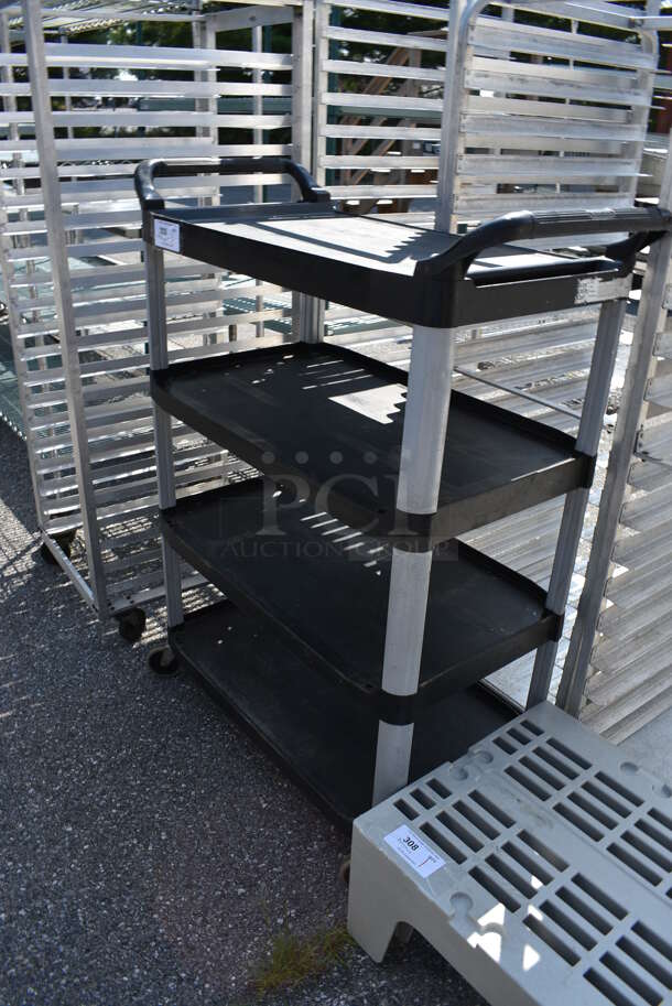 Black Poly 4 Tier Cart on Commercial Casters. 40x20x51.5