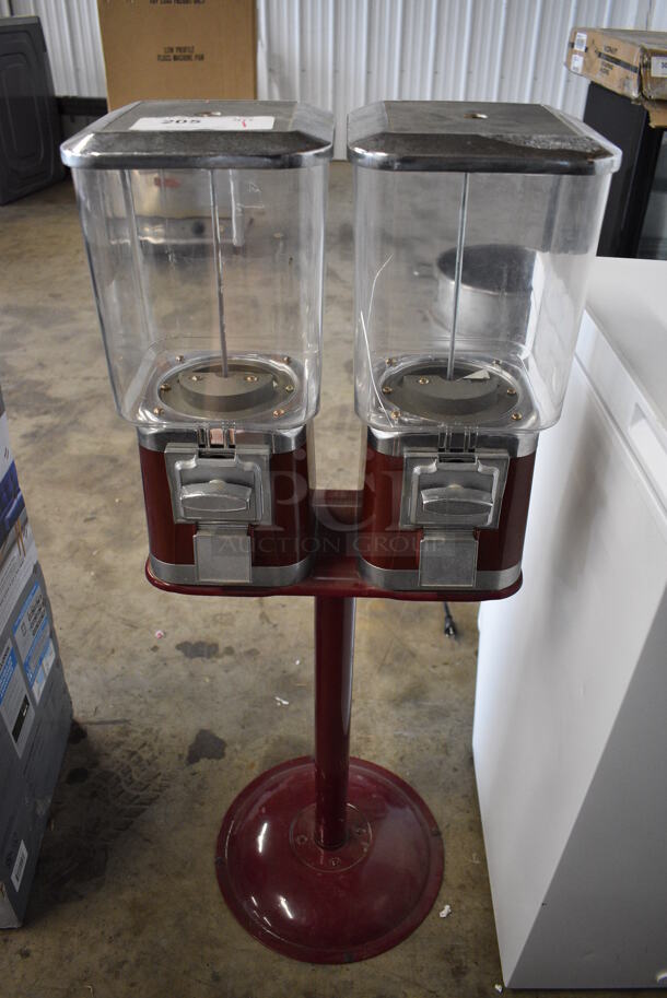 Metal Floor Style 2 Well Candy Machine. Left Side Is Locked. 16x8x41