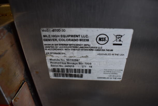 Hoshizaki F-1001MRH Stainless Steel Commercial Ice Head on Ice O Matic 6700-30 Stainless Steel Ice Bin. 30x38x78 - Image 4 of 7