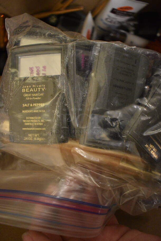 ALL ONE MONEY! Beauty Pallet Lot of Various Items Including Sharper Imagine Cologne, Beauty Supplies, Joan Rivers Fill-in Powder, MAX Cosmetics, Hairspray, Hugo Boss Cologne, Shampoo and Conditioner, and Body Scrub - Image 6 of 12
