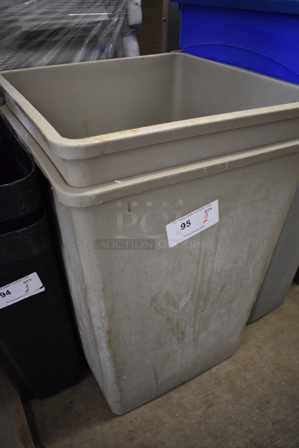 2 Gray Poly Trash Cans. 19.5x19.5x27.5. 2 Times Your Bid! - Image 2 of 3
