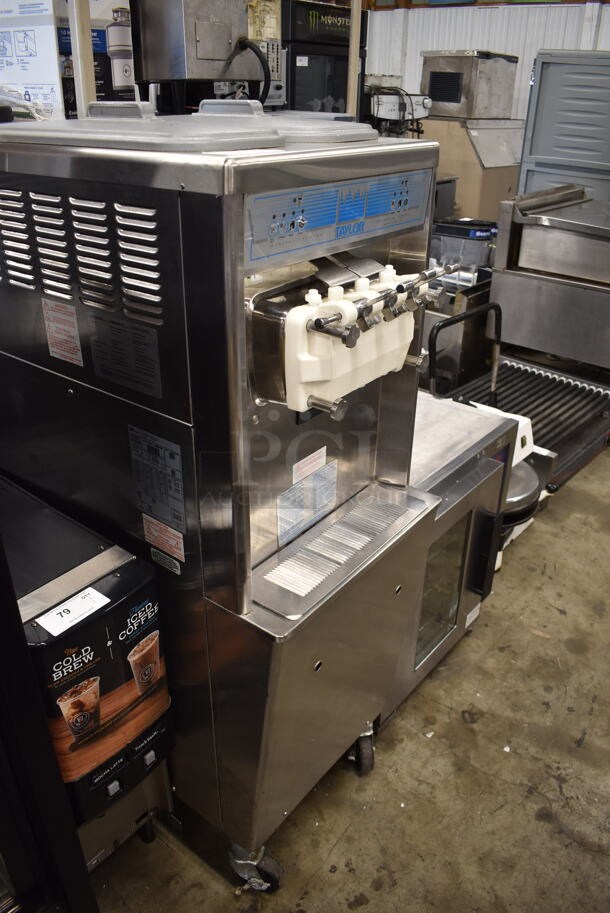 2010 Taylor 794-33 Commercial Stainless Steel Water Cooled 2 Hopper Soft Serve Ice Cream Machine On Commercial Casters. 208-230V, 3 Phase.  - Image 2 of 7
