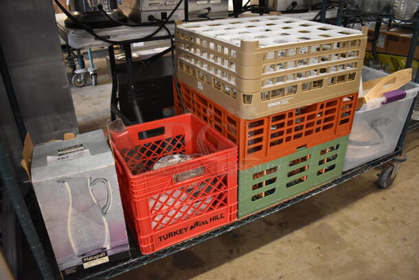 ALL ONE MONEY! Tier Lot of Various Items Including Glasses, Dish Caddies and Plates  - Image 1 of 10
