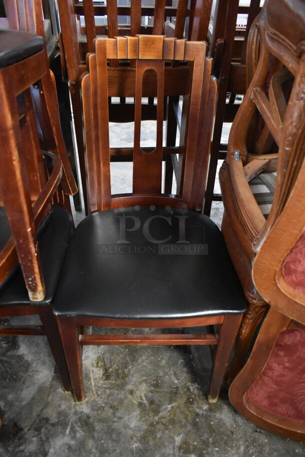 10 Wooden Dining Height Chairs w/ Black Seat Cushions. 10 Times Your Bid! - Image 2 of 4