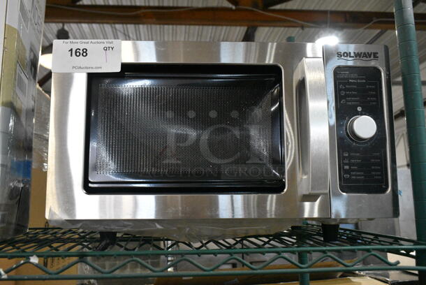 BRAND NEW SCRATCH AND DENT! 2024 Solwave 180MW1000D Stainless Steel Commercial Countertop Microwave with Dial Control. 120 Volts, 1 Phase.  - Image 2 of 7