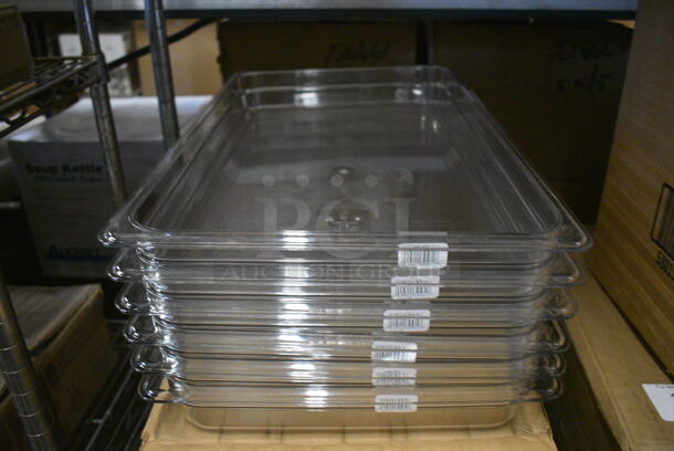 ALL ONE MONEY! Lot of 6 BRAND NEW IN BOX! Cambro Clear Poly Full Size Drop In Bins! 1/1x2.5