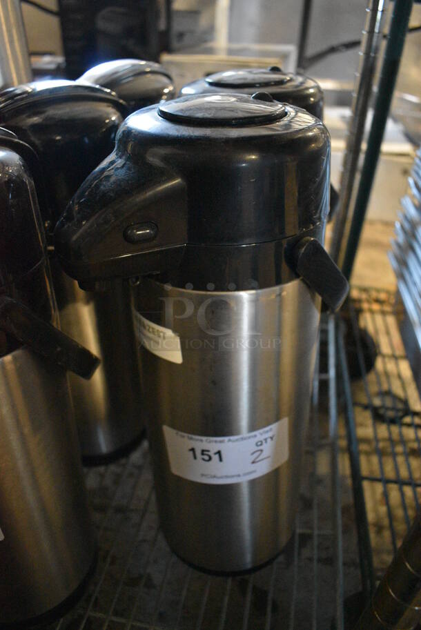 2 Stainless Steel Air Pots. 6x8x16. 2 Times Your Bid!
