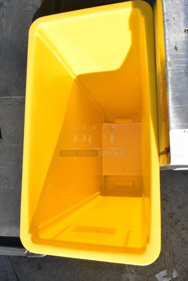 BRAND NEW SCRATCH AND DENT! Lavex Yellow Poly Slim Jim Trash Can. - Image 3 of 3