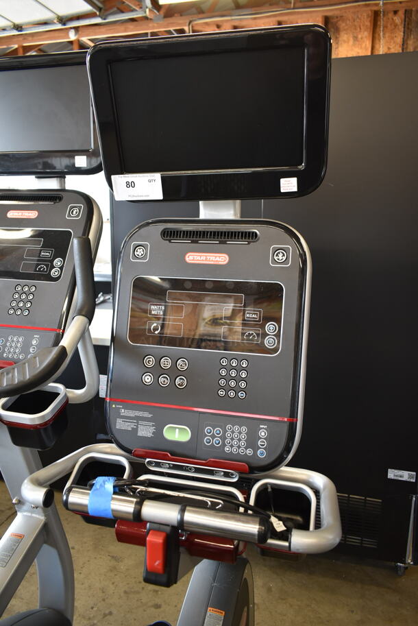Star Trac Metal Commercial Floor Style Stationary Exercise Bicycle w/ Monitor and Heart Rate Handle Grip Monitors. Tested and Working! - Image 2 of 4