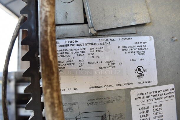2011 Manitowoc Model SY0504A Stainless Steel Commercial Ice Machine Head on Manitowoc Model B570 Commercial Ice Bin. 115 Volts, 1 Phase. 30x33.5x72 - Image 6 of 6