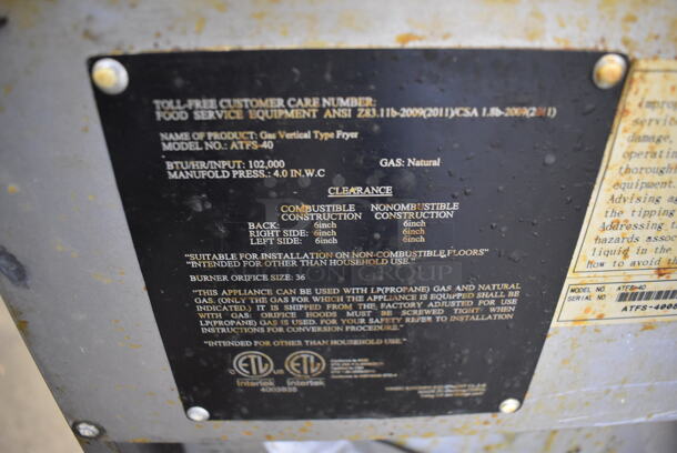 Atosa ATFS-40 Stainless Steel Commercial Floor Style Natural Gas Powered Deep Fat Fryer. 102,000 BTU. 15.5x30x44 - Image 6 of 6