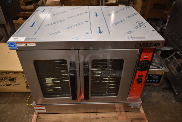 BRAND NEW SCRATCH AND DENT! Vulcan VC5GD-11D1Z Stainless Steel Commercial Full Size Convection Oven w/ View Through Doors, Metal Oven Racks and Thermostatic Controls. No Legs. Tested and Working! - Image 2 of 9