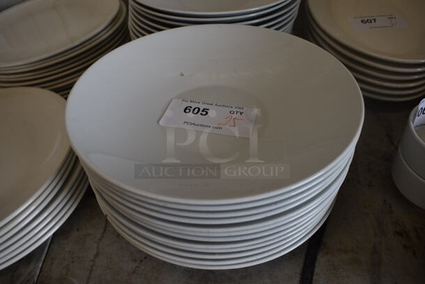 25 White Ceramic Plates. 12x12x2. 25 Times Your Bid!