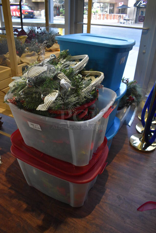 ALL ONE MONEY! Lot of 6 Bins of Various Decorations Including Christmas. (lounge) - Image 2 of 6