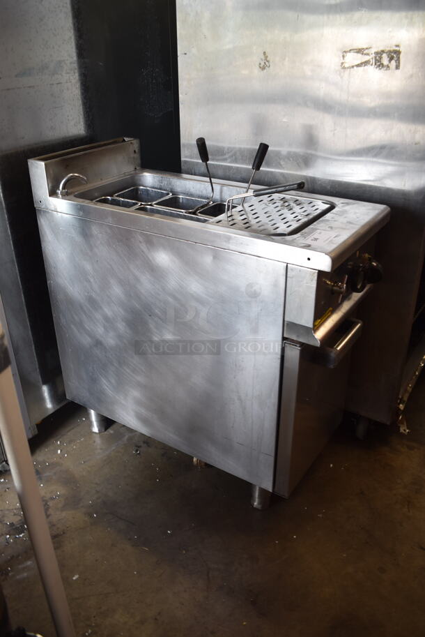 Axis Commercial Stainless Steel Natural Gas Powered Pasta Cooker With 5 Steel Baskets on Galvanized Legs. - Image 2 of 7