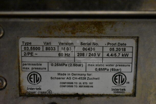 2018 Schaerer Barista Stainless Steel Commercial Countertop 2 Group Espresso Machine w/ 2 Portafilters, 2 Steam Wands and 2 Hoppers. 208/240 Volts, 1 Phase.
 - Image 5 of 6