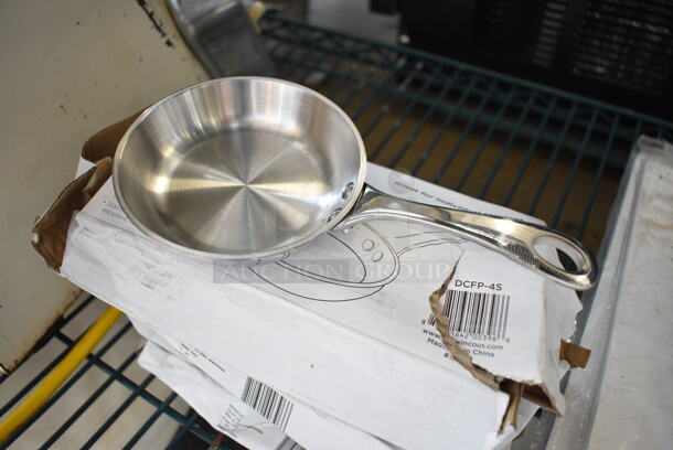 5 BRAND NEW! Winco DCFP-4S Stainless Steel Mini Fry Pan Skillets. 8x4x1. 5 Times Your Bid!