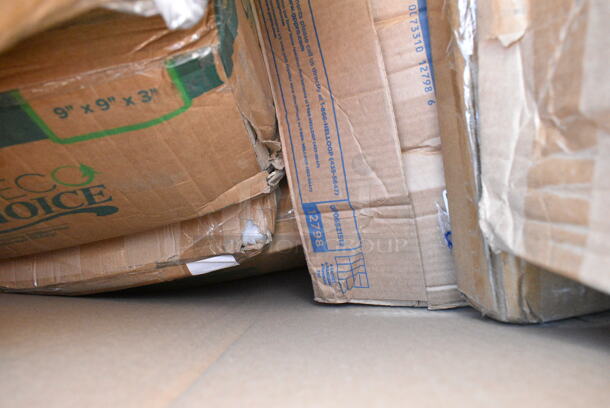 18 BRAND NEW Boxes Including 760VP130 Carnival King 130 oz. Popcorn Bucket - 150/Case, Dart 85MFPPHT3 ProPlanet 8 5/16" x 8" x 3" White Mineral-Filled 3 Compartment Hinged Lid Takeout Container. 18 Times Your Bid!  - Image 9 of 12