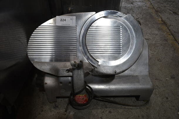 Stainless Steel Commercial Countertop Meat Slicer. Missing Carriage. Cannot Test Due To Cut Power Cord