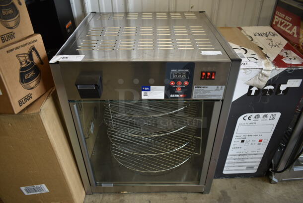 BRAND NEW SCRATCH AND DENT! ServIt 423PDW18D1 Stainless Steel Commercial Countertop Full-Service Countertop Display Warmer with 4 Shelves. 120 Volt, 1 Phase. Tested and Working! - Image 1 of 7