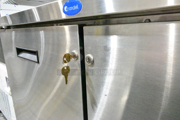 BRAND NEW! 2014 Randell 9302-7 Stainless Steel Commercial 2 Door Work Top Cooler on Commercial Casters. 115 Volts, 1 Phase. Tested and Powers On But Does Not Get Cold - Image 4 of 7
