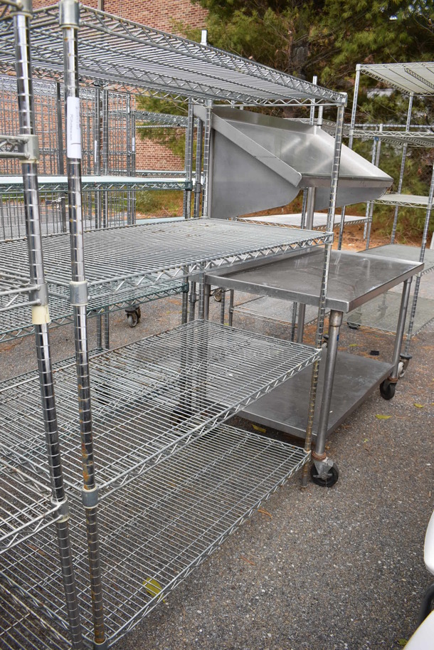 Chrome Finish 4 Tier Wire Shelving Unit. BUYER MUST DISMANTLE. PCI CANNOT DISMANTLE FOR SHIPPING. PLEASE CONSIDER FREIGHT CHARGES. 48x24x63 - Image 3 of 3