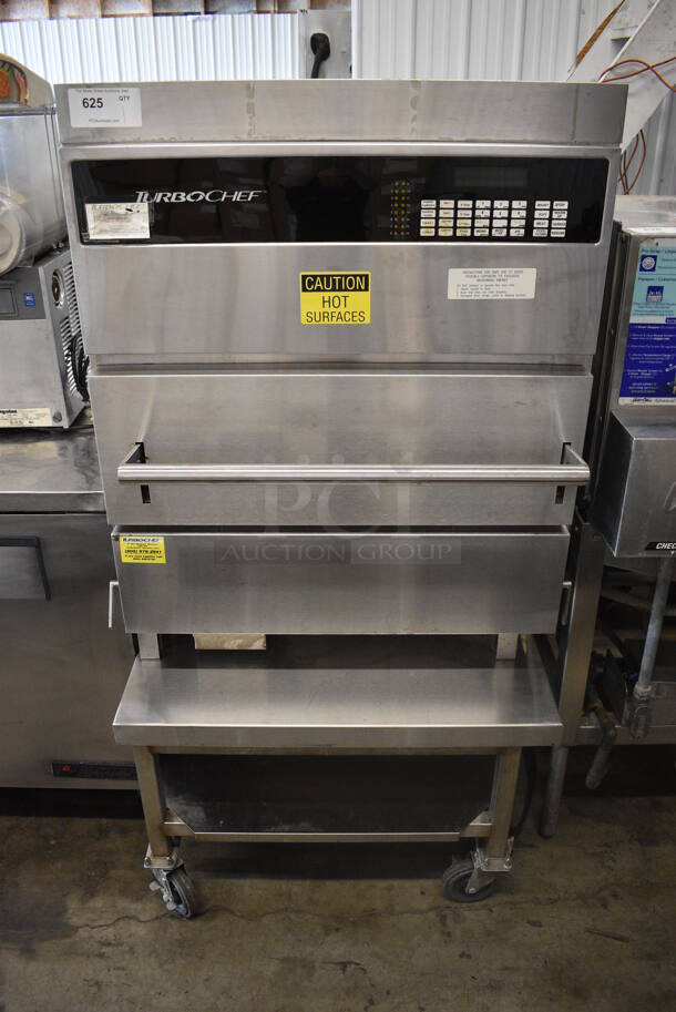 Turbochef Stainless Steel Commercial Rapid Cook Oven on Commercial Casters. 250 Volts, 3 Phase. 31x35x62