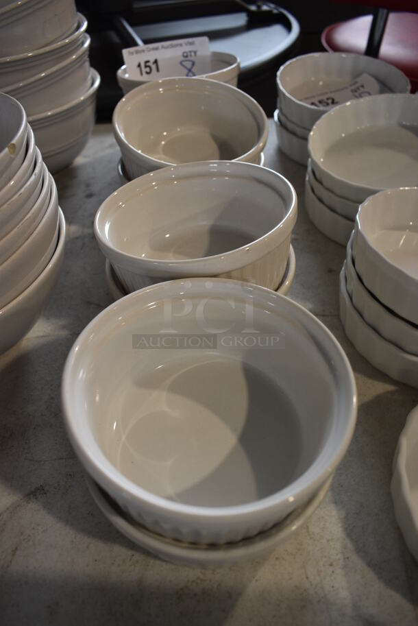 8 White Ceramic Ramekins. 4.5x4.5x2. 8 Times Your Bid!