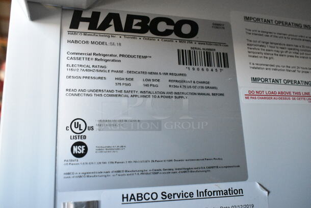 2019 Habco SE18 Metal Commercial Single Door Reach In Cooler Merchandiser w/ Poly Coated Racks. 115 Volts, 1 Phase. Tested and Working! - Image 4 of 4