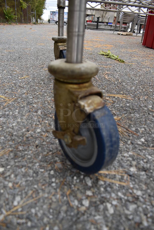 Chrome Finish 5 Tier Wire Shelving Unit on Commercial Casters. BUYER MUST DISMANTLE. PCI CANNOT DISMANTLE FOR SHIPPING. PLEASE CONSIDER FREIGHT CHARGES. 48x24x68 - Image 4 of 4