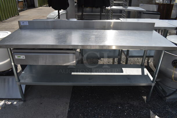 Stainless Steel Table w/ Backsplash, Drawer and Under Shelf. 72x24x38