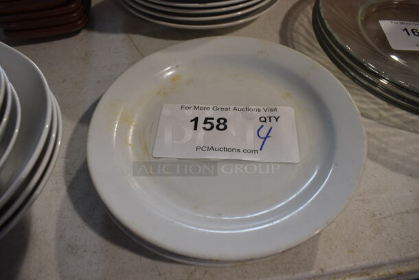 4 White Ceramic Plates. 7.5x7.5x1. 4 Times Your Bid!
