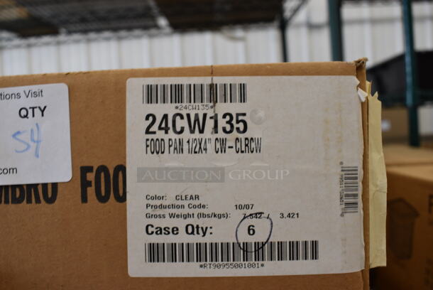 ALL ONE MONEY! Lot of 54 BRAND NEW IN BOX! Cambro Clear Poly 1/2 Size Drop In Bins. 1/2x4 - Image 3 of 3