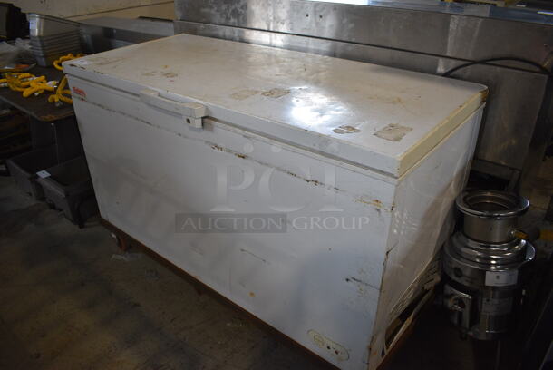 Galaxy Chest Freezer on Custom Cart w/ Commercial Casters. 61x29x39.5. Tested and Working! - Image 1 of 5