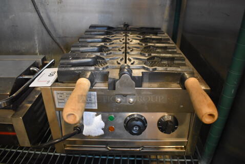 ALD Kitchen HT-1101C Stainless Steel Commercial Countertop Taiyaki Maker Fish Waffle Maker. 110 Volts, 1 Phase. 15x26x11. Tested and Working!