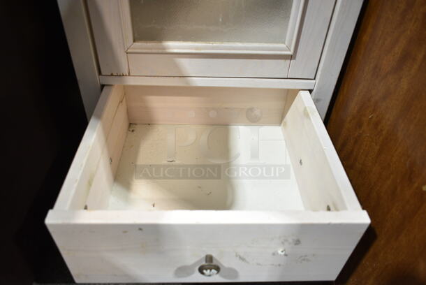 White Wood Pattern Single Door Cabinet w/ Drawer.  - Image 2 of 3
