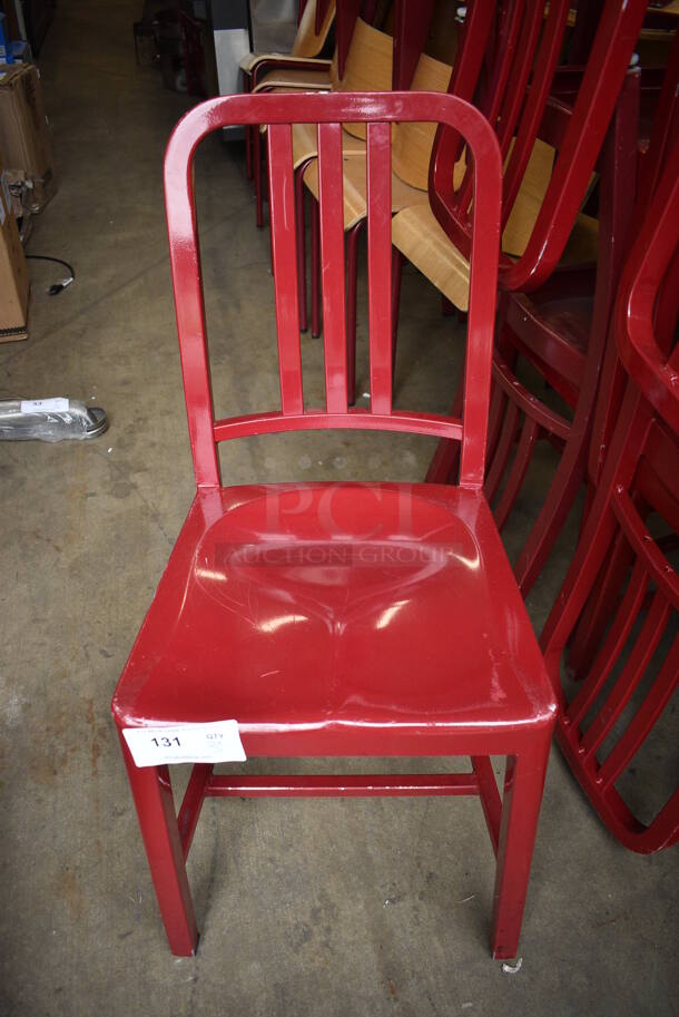 4 Red Metal Dining Chairs. 16x17x34. 4 Times Your Bid! - Image 2 of 4