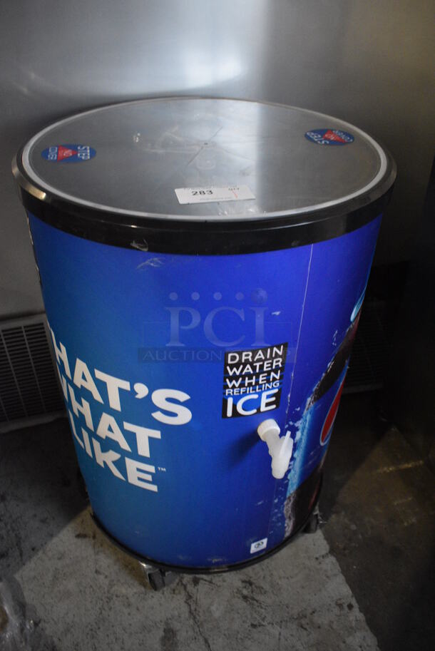Metal Commercial Bottled Drink Ice Bin on Commercial Casters. 25x25x36