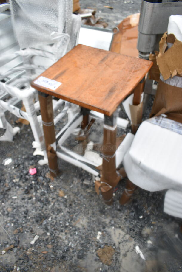 4 BRAND NEW SCRATCH AND DENT! Items Including Wooden Bar Stool, 2 Black Metal Dining Height Ladder Back Chairs, 164VYCHAIRVN Lancaster Table & Seating Vineyard Series Barrel Brown Outdoor Cross Back Chair. 4 Times Your Bid!  - Image 5 of 7