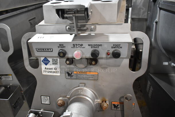 2017 Hobart MG2032 Metal Commercial Floor Style Electric Powered Meat Mixer Grinder w/ Foot Pedal on Commercial Casters. 208 Volts, 3 Phase. Tested and Working! - Image 3 of 8