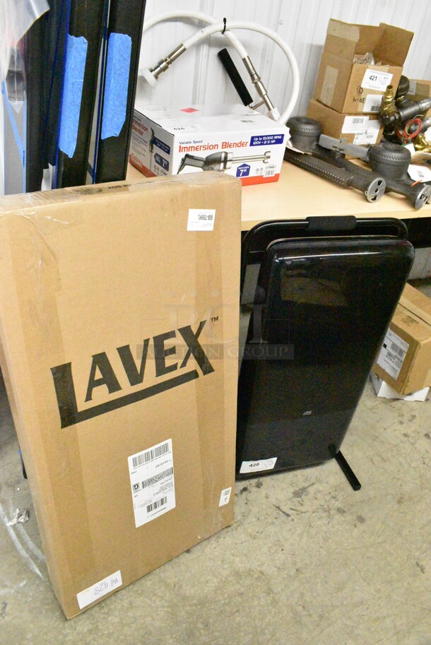 2 BRAND NEW SCRATCH AND DENT! Items Including 475BCS100CRM Lavex Cream Horizontal Wall-Mounted Baby Changing Station / Table, Dispenser on Frame. 2 Times Your Bid!  - Image 1 of 8