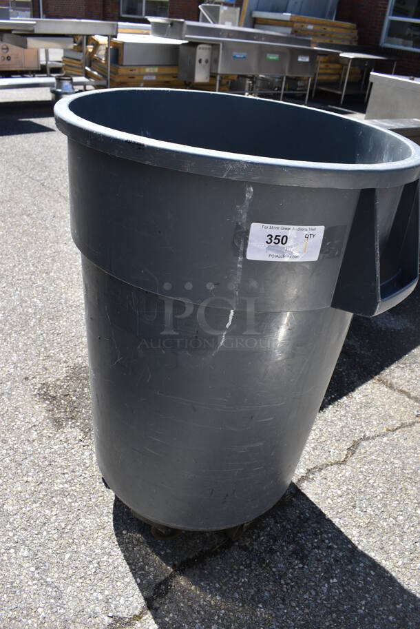 Rubbermaid Brute Gray Poly Trash Can on Trash Can Dolly. 28x24.5x36.5 - Image 2 of 4