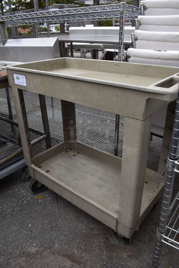 Tan Poly 2 Tier Cart w/ Push Handle on Commercial Casters. 34x17.5x32 - Image 2 of 5