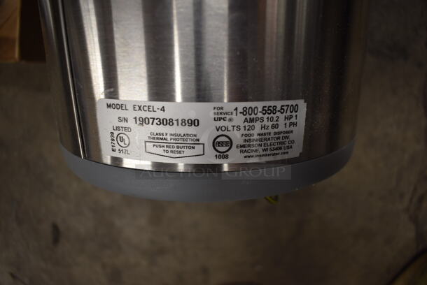 BRAND NEW IN BOX! Insinkerator Excel-4 Commercial Stainless Steel Garbage Disposal. 120V, 1 Phase.  - Image 5 of 6