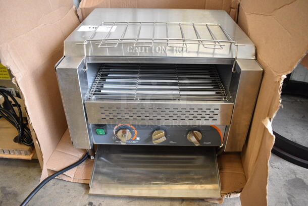 BRAND NEW IN BOX! Avantco Model TT-450-240 Stainless Steel Commercial Countertop Electric Conveyor Oven. 240 Volts, 1 Phase. 18.5x21x14